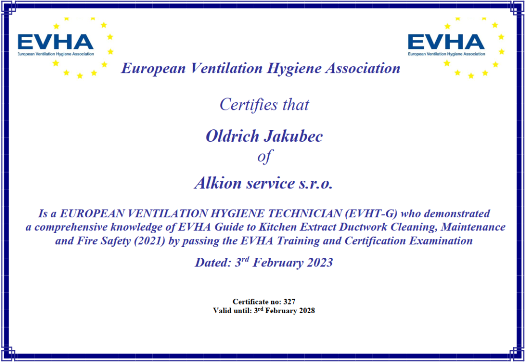 certifikát EVHA-G